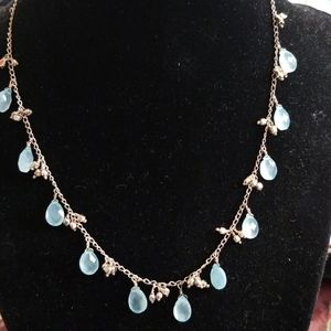 Necklace, Aqua Chalcedoney 925 Sterling Silver New